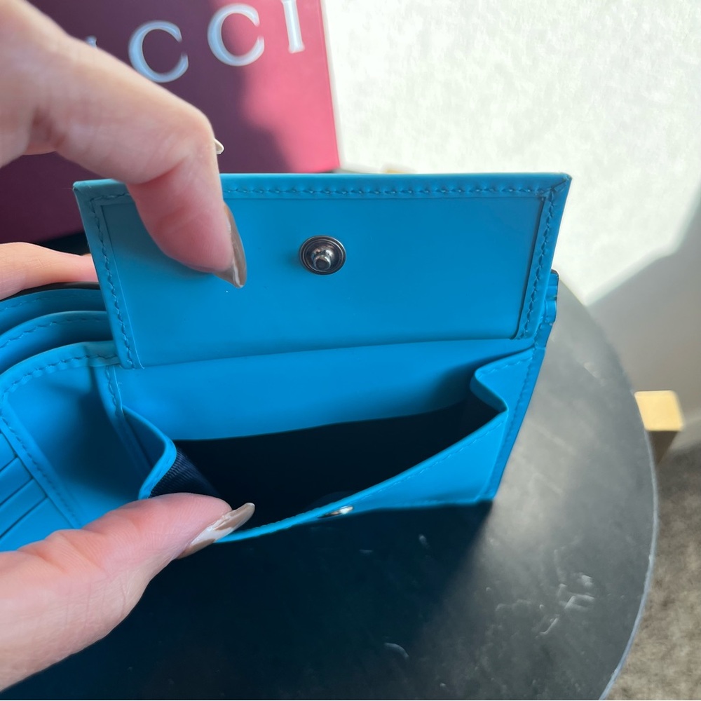 NEW Gucci GG Mens Rubber Effect Bi-fold Wallet - Blue - Picture 7 of 14